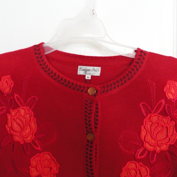 Unique International Women Red cardigan sweater - Picture 3 of 8